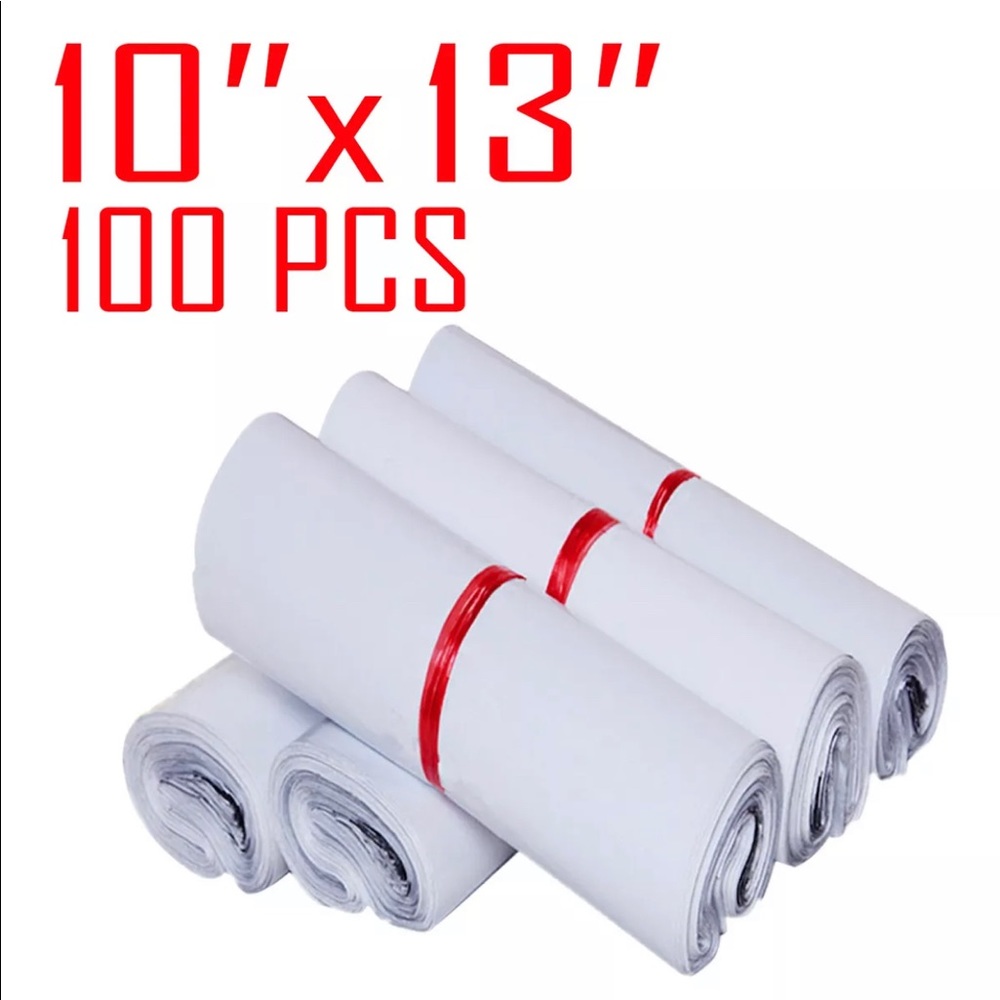 100 Bags 10x13 2.5MIL White Poly Mailers Shipping